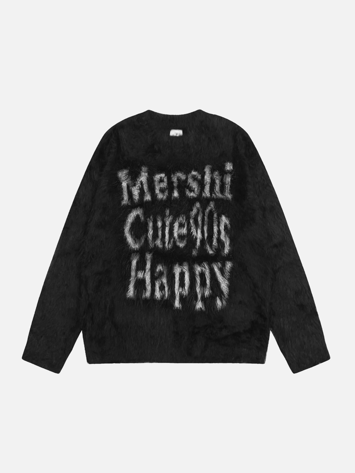 Concert Outfit Vintage Contrast Letter Sweater