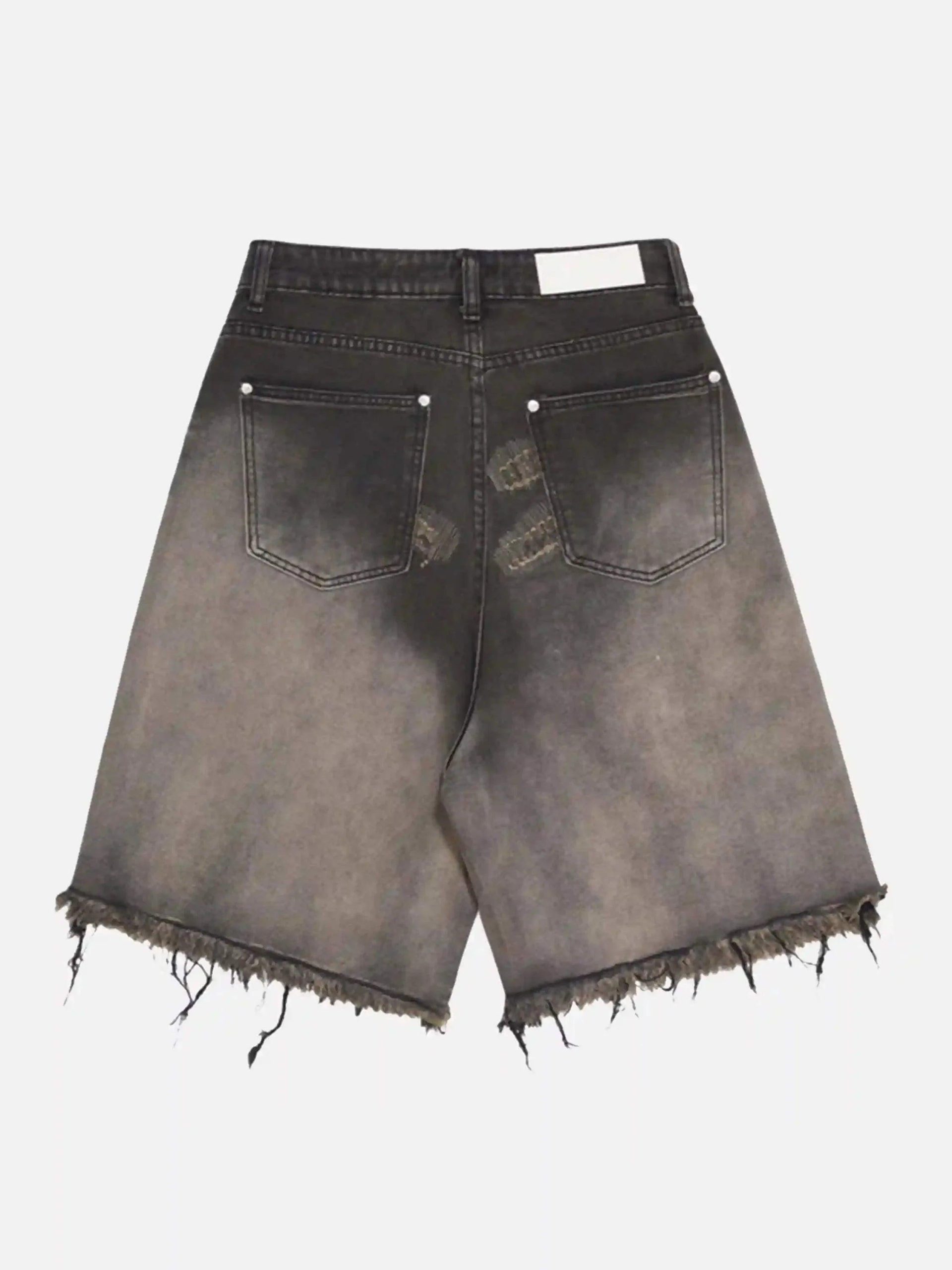 Concert Outfit Vintage Distressed Denim Gradient Shorts