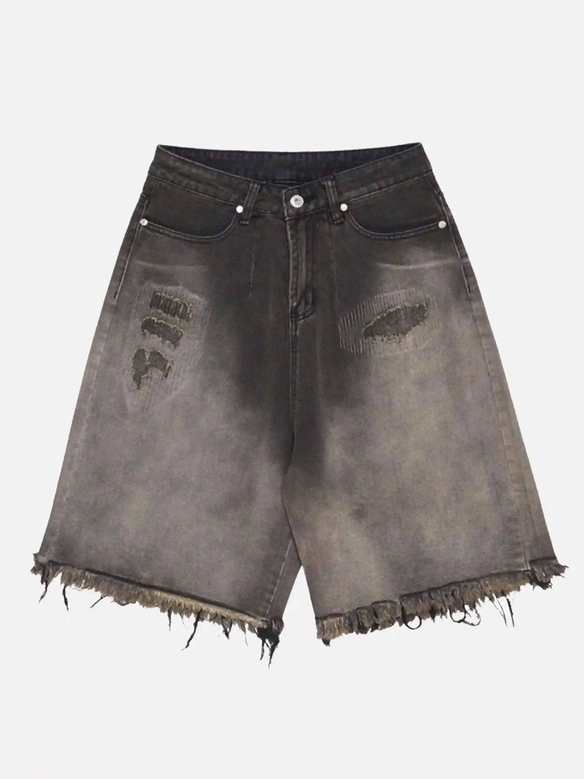 Concert Outfit Vintage Distressed Denim Gradient Shorts