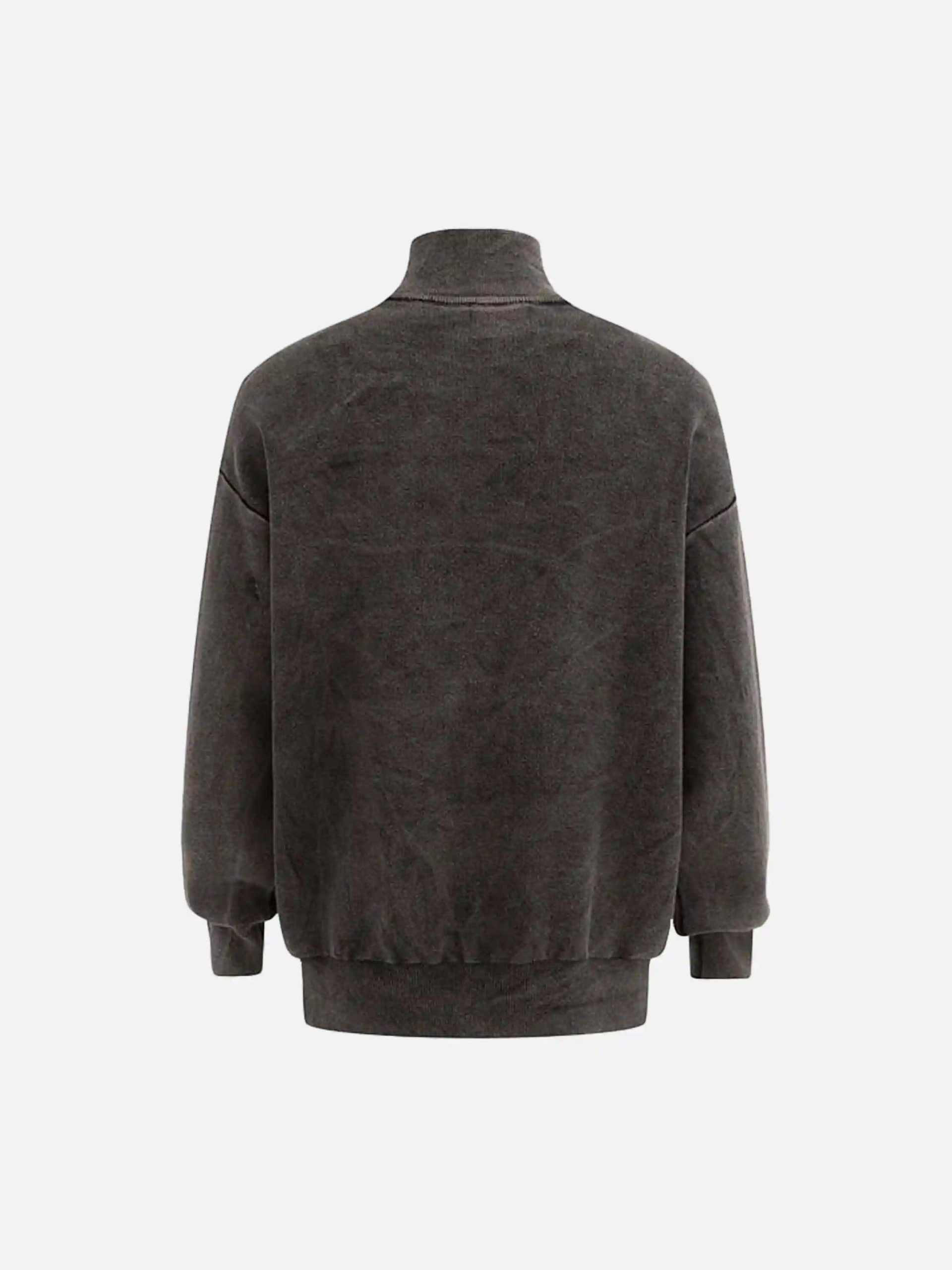 Concert Outfit Vintage Flame Jacquard Stand Collar Cardigan