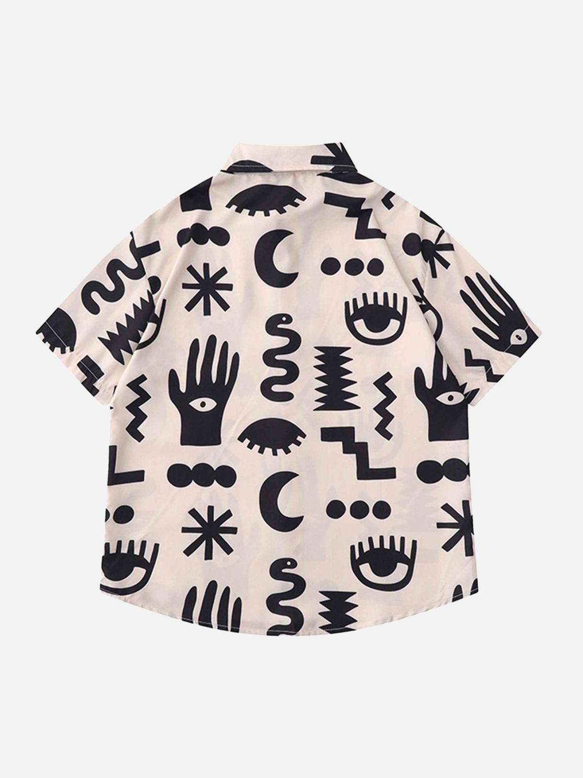 Concert Outfit Vintage Full Print Lapel Short Sleeve Shirt