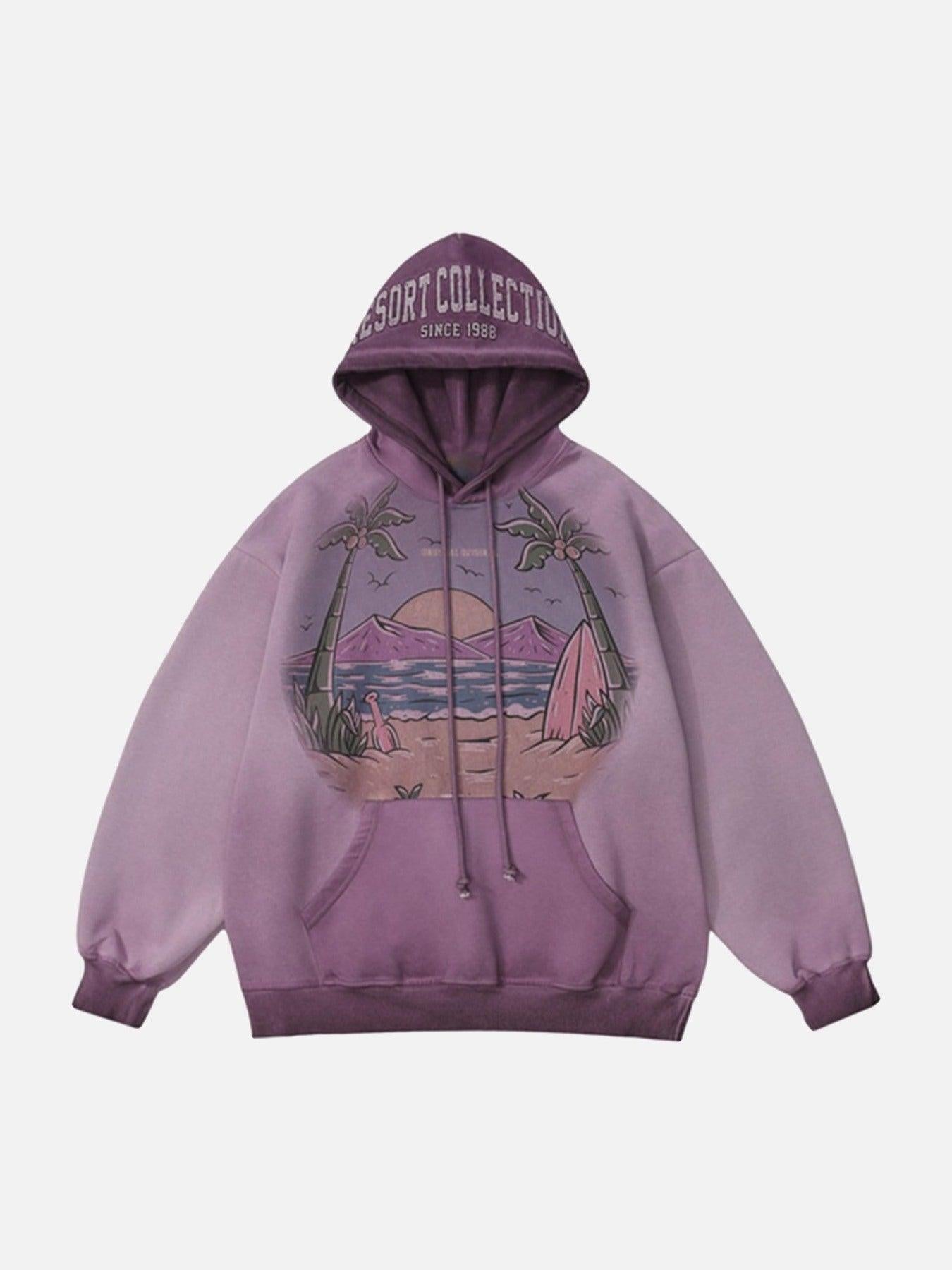 Concert Outfit Vintage Gradient Hooded Loose Sweatshirt