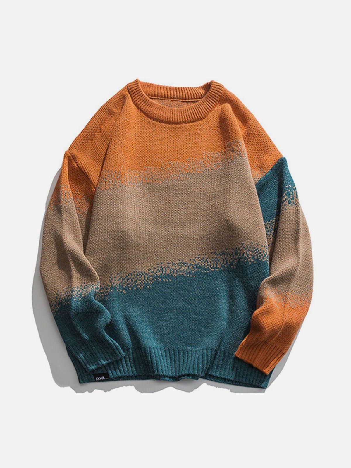 Concert Outfit Vintage Gradient Knit Sweater