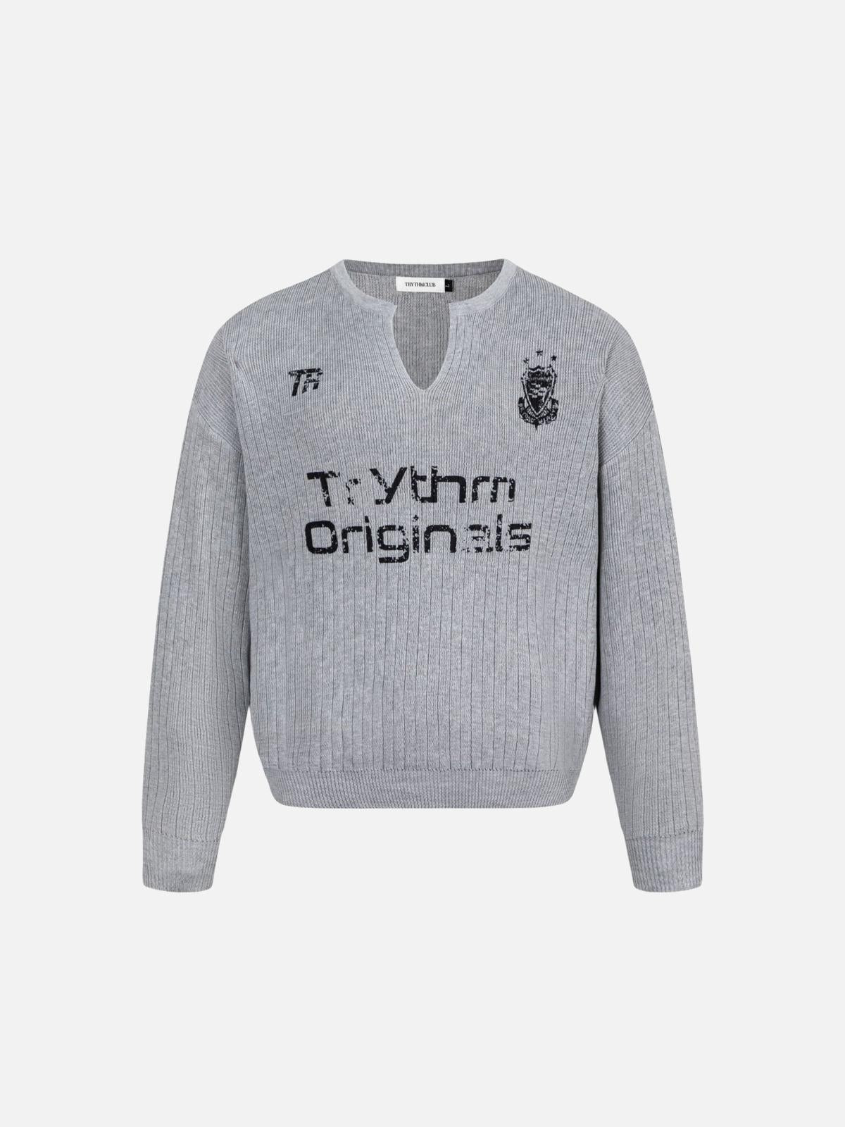 Concert Outfit Vintage Letter Small V-Neck Sweater