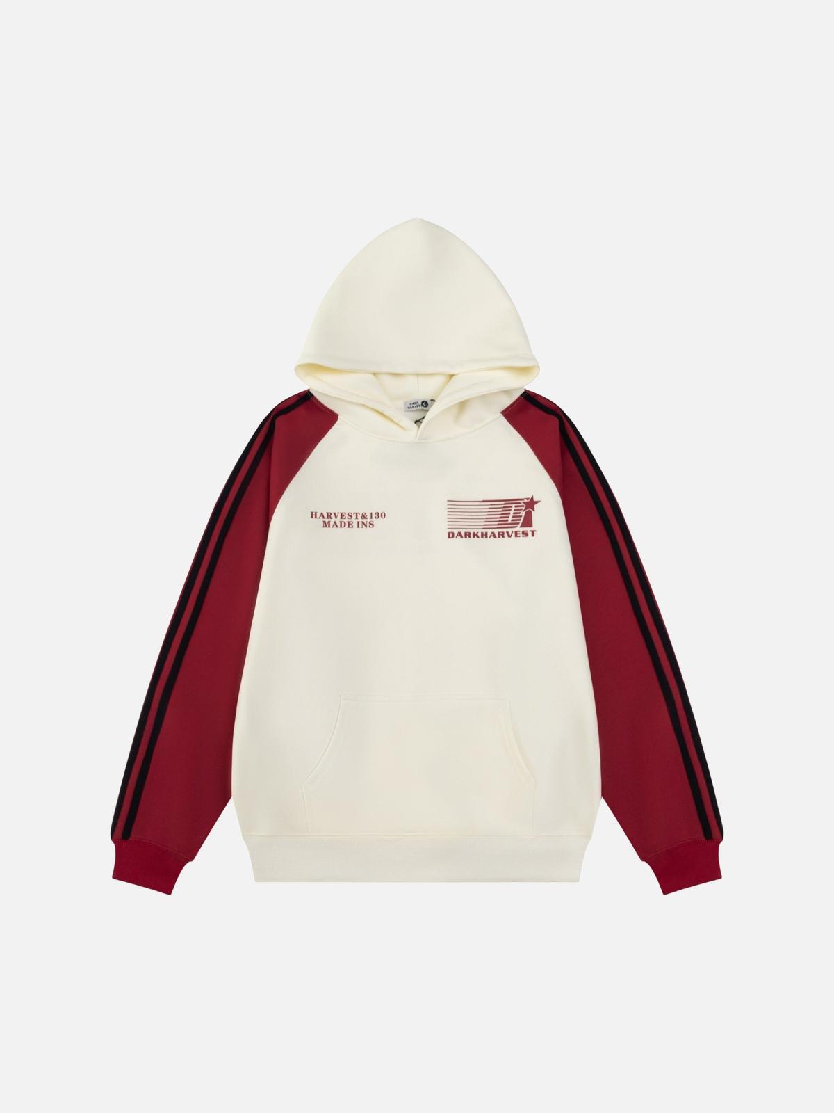 Concert Outfit Vintage Letter Stripe Splicing Hoodie