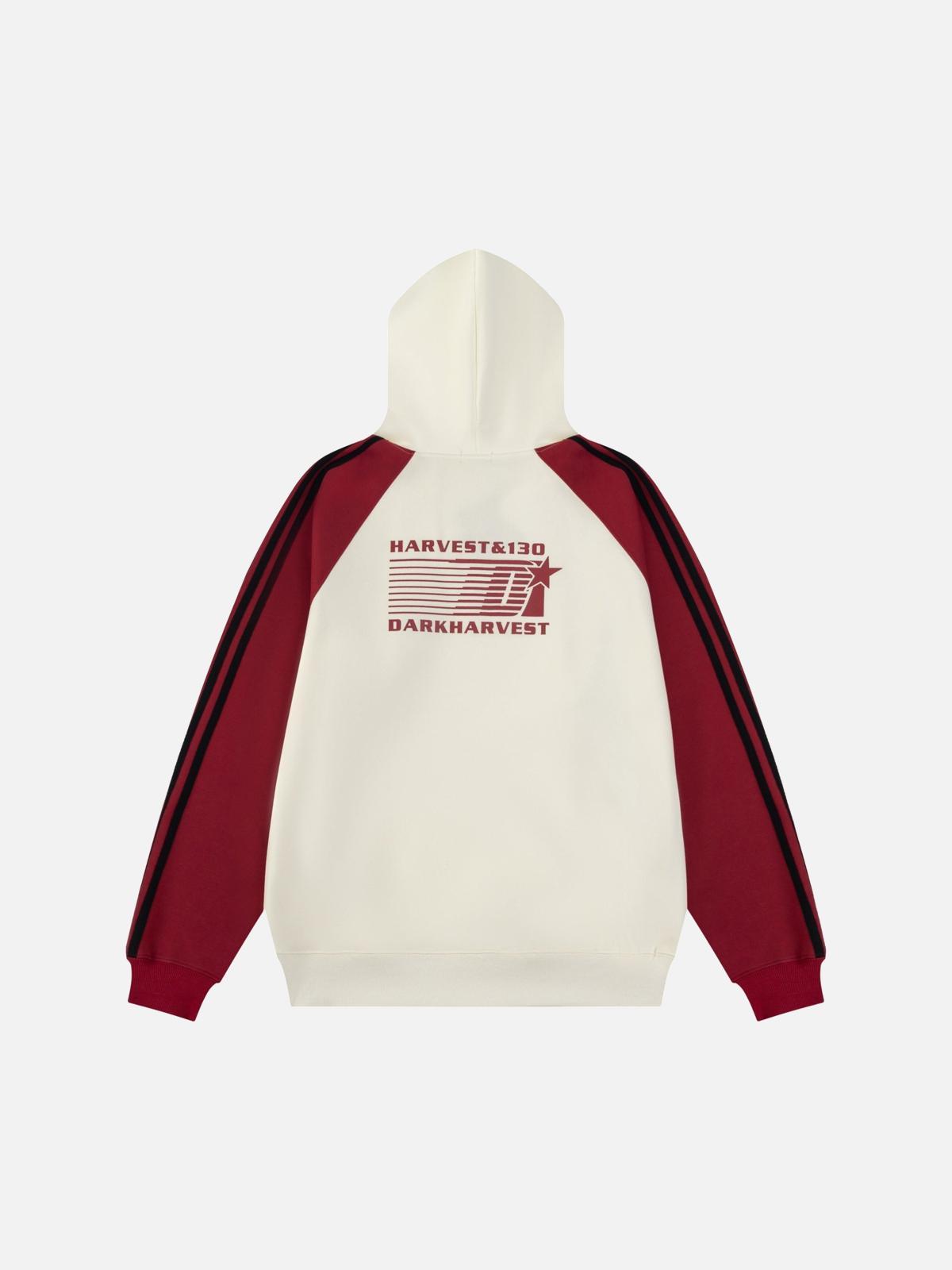 Concert Outfit Vintage Letter Stripe Splicing Hoodie