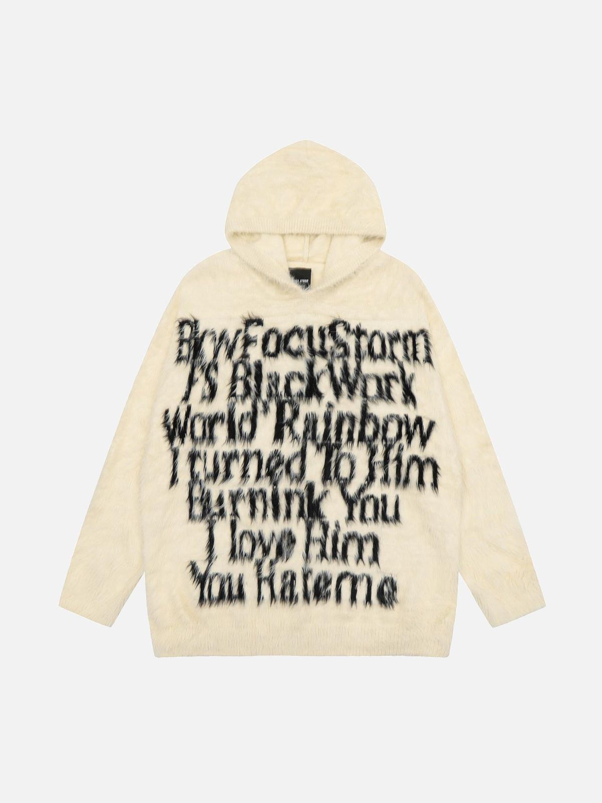 Concert Outfit Vintage Lettering Seahorse Fur Hoodie