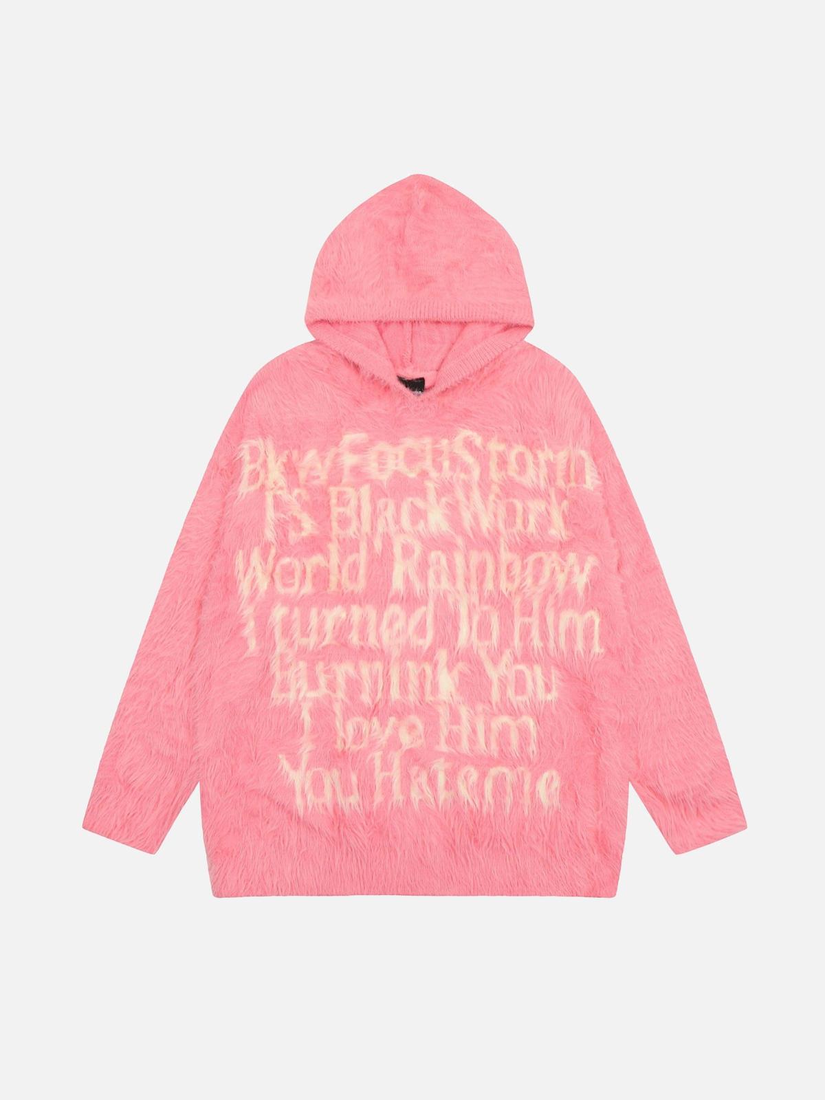 Concert Outfit Vintage Lettering Seahorse Fur Hoodie