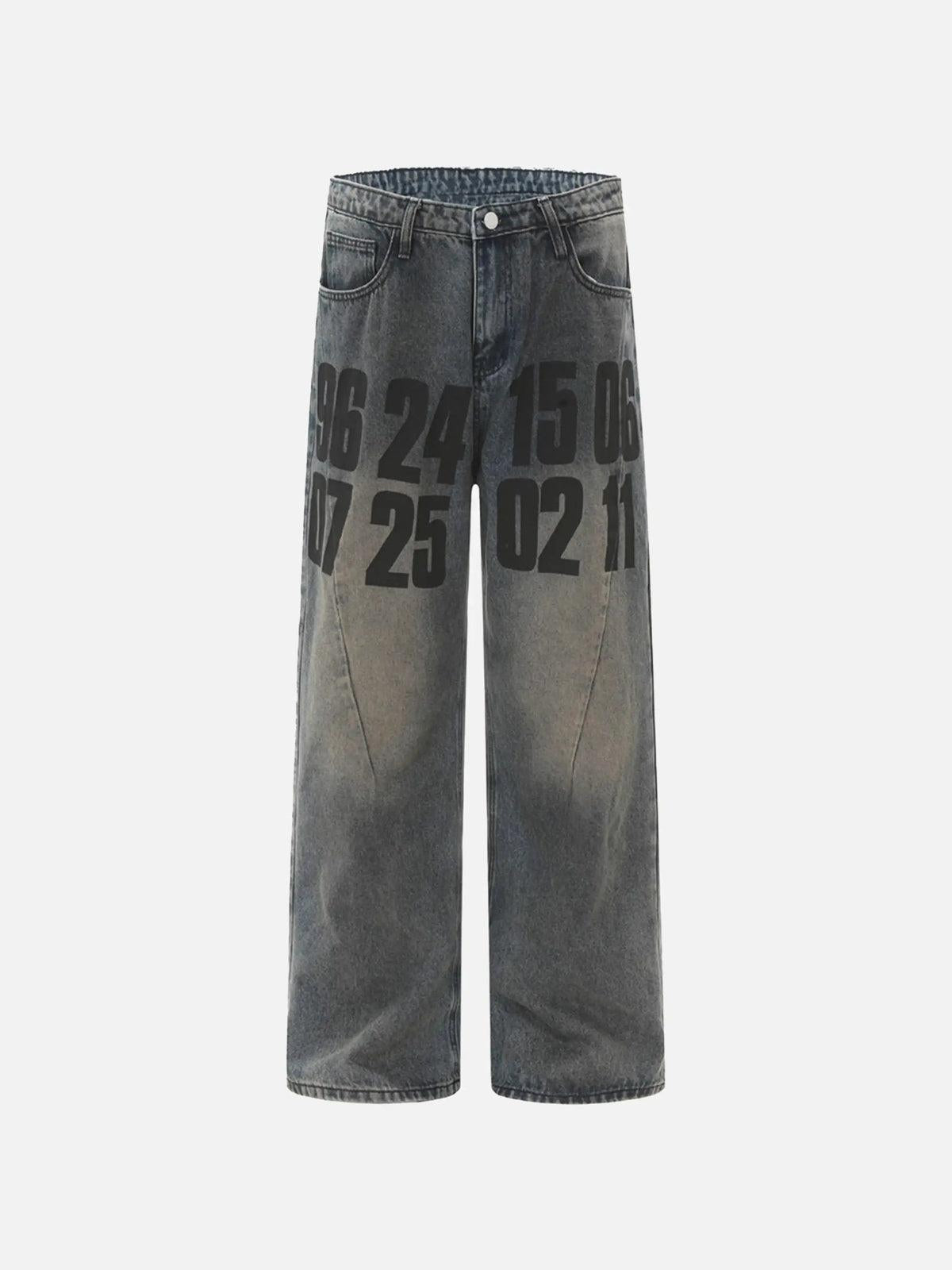 Concert Outfit Vintage Number Print Jeans