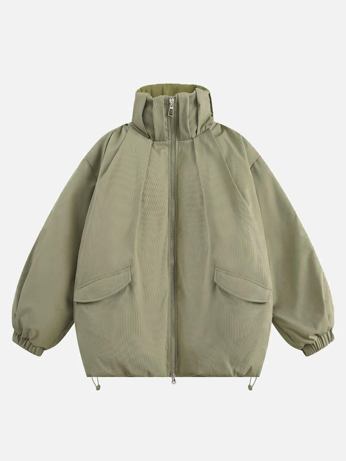 Concert Outfit Vintage Oversized Pleated Stand Collar Jacket