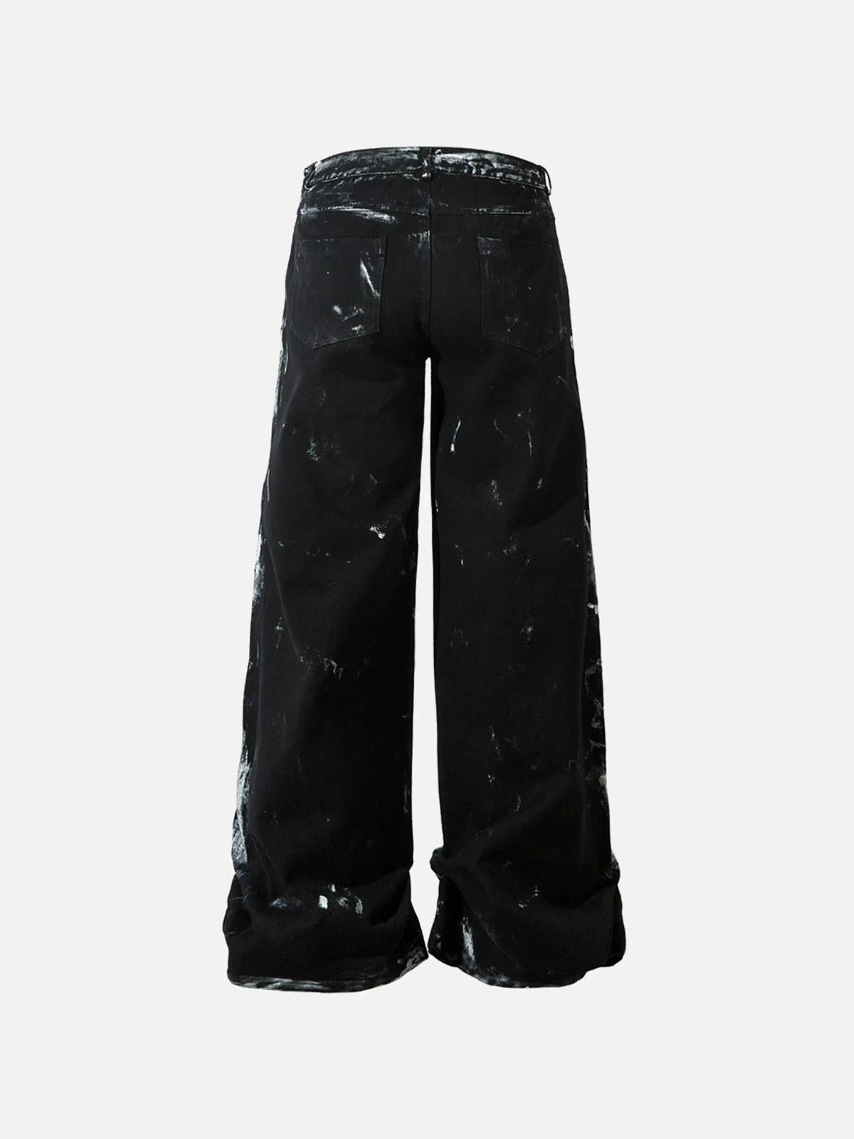 Concert Outfit Vintage Painted Wide-Leg Pleated Jeans