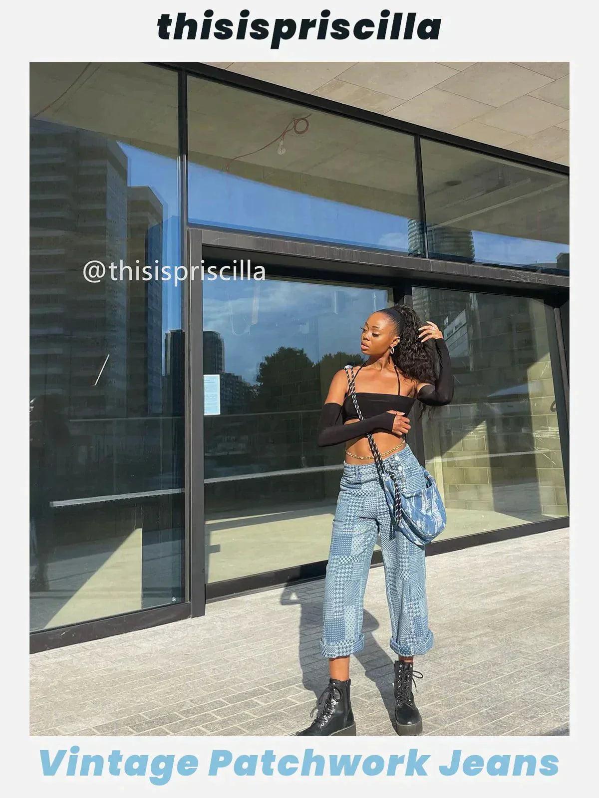 Concert Outfit Vintage Patchwork Jeans