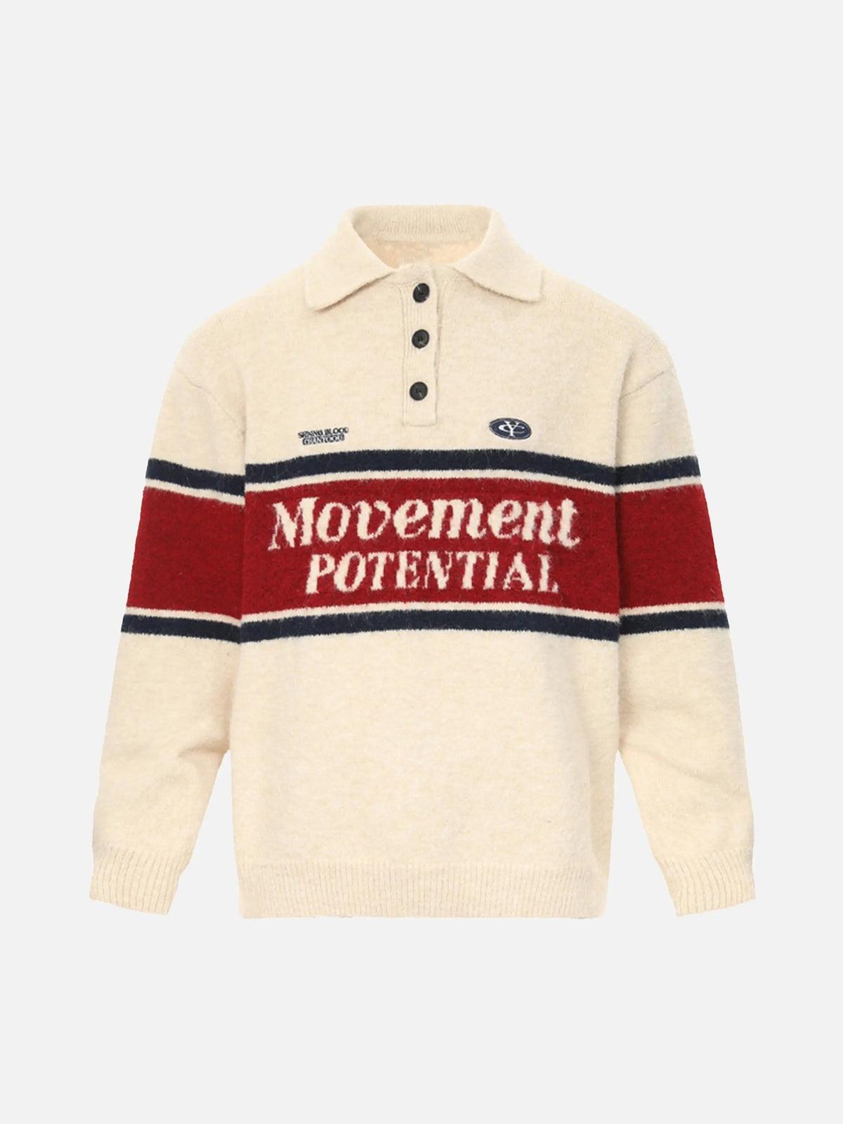 Concert Outfit Vintage Preppy Colorblock Lapel Sweater