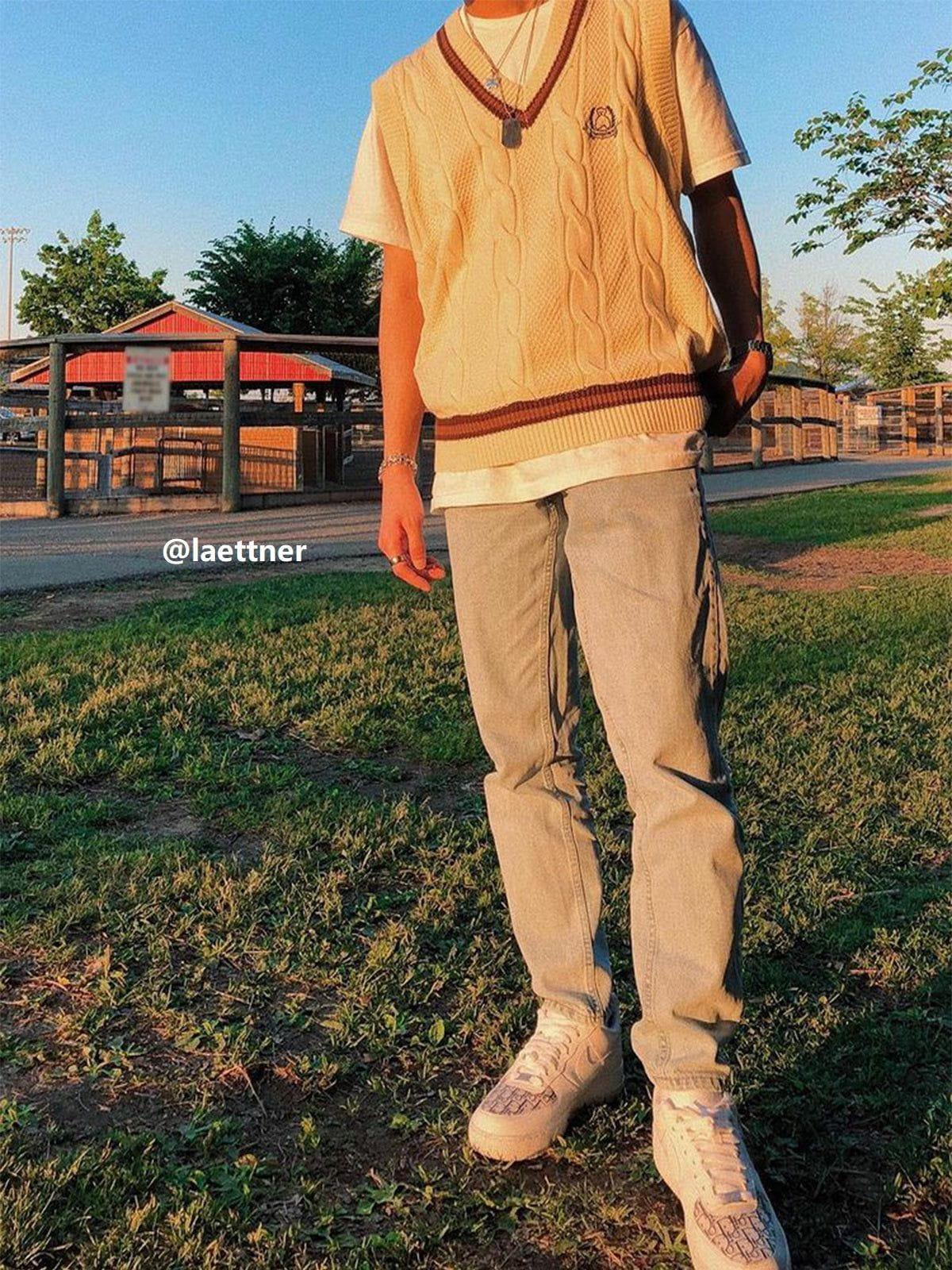 Concert Outfit Vintage Preppy Style Knit Sweater Vest