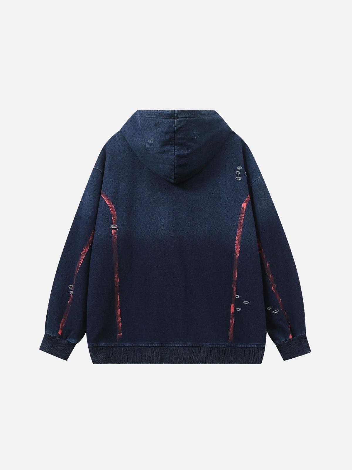 Concert Outfit Vintage Print hole Academic Style Hoodie