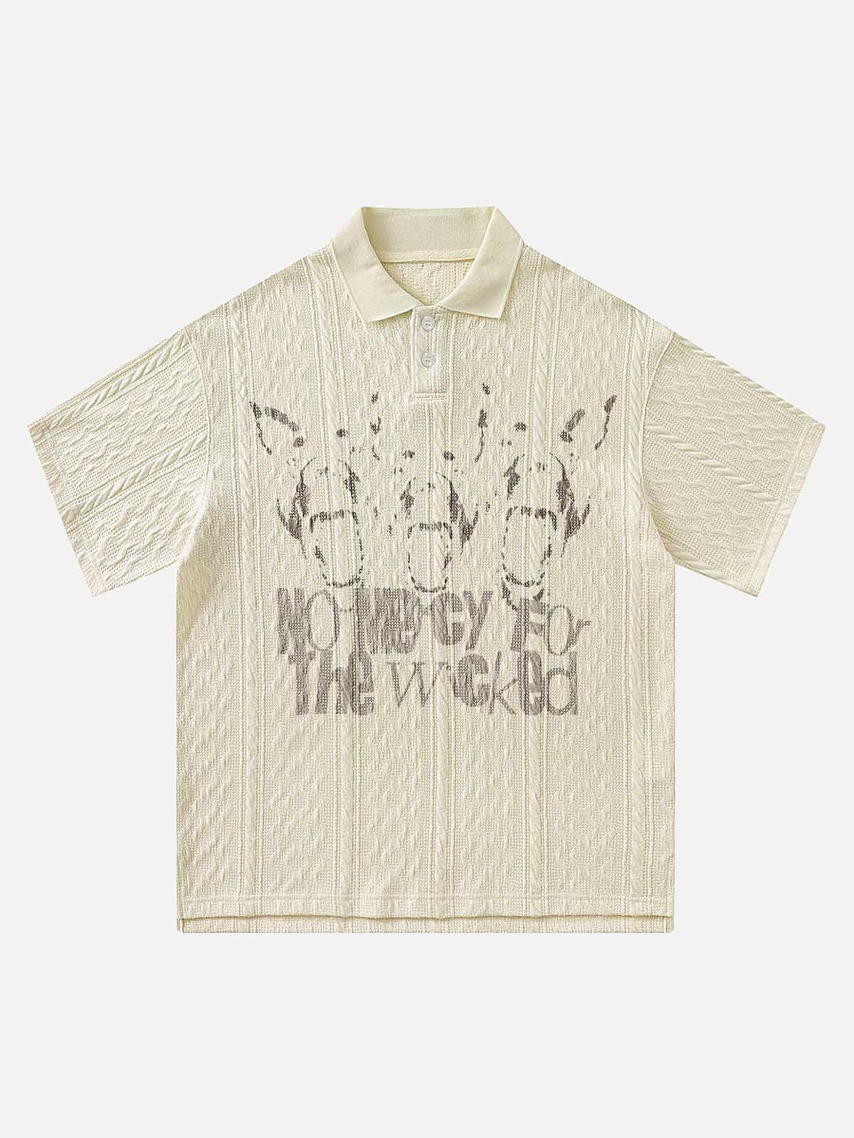 Concert Outfit Vintage Print Lapel Short Sleeve Polo Shirt