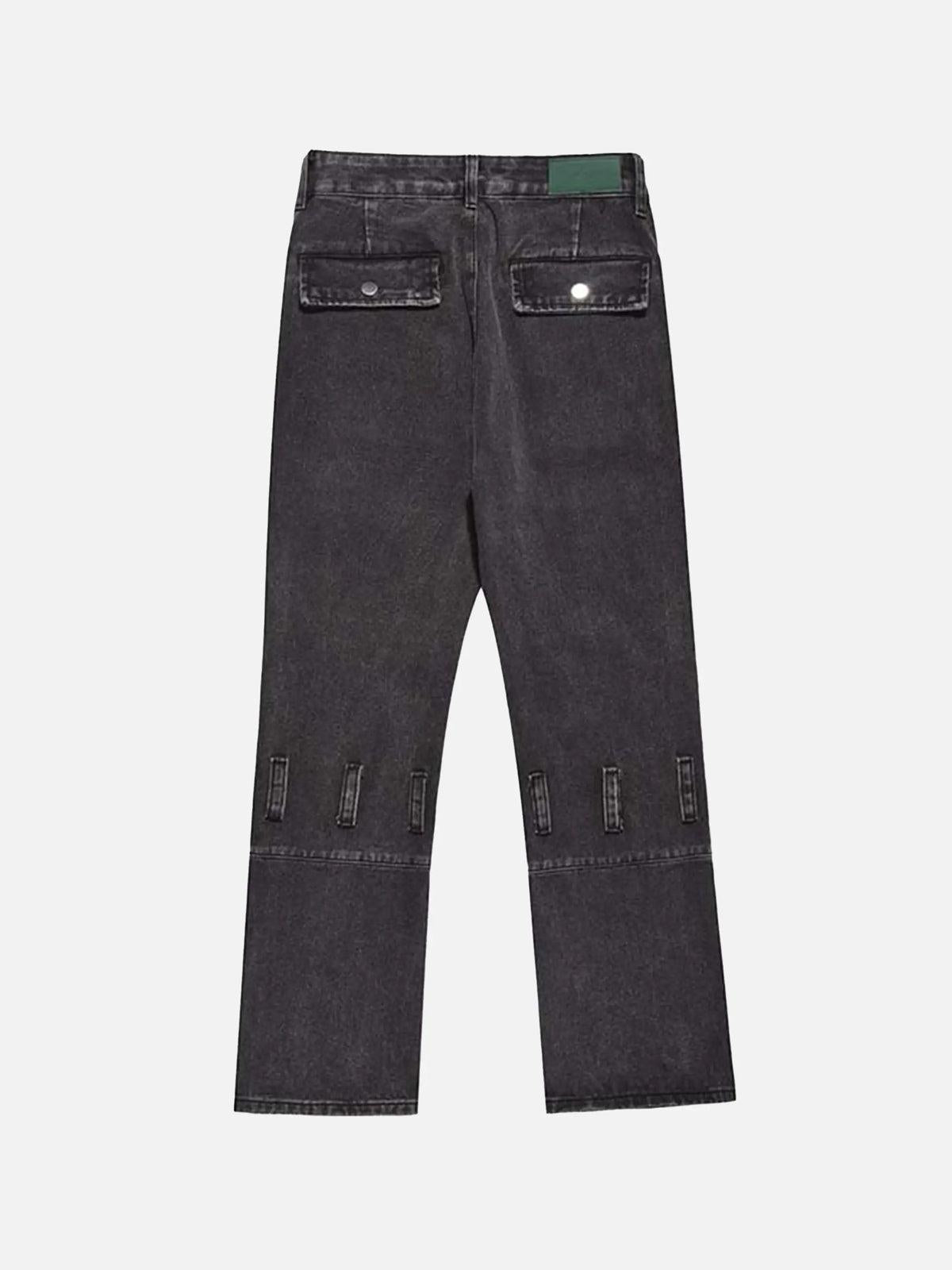 Concert Outfit Vintage Punk Distressed Multi-Pocket Jeans