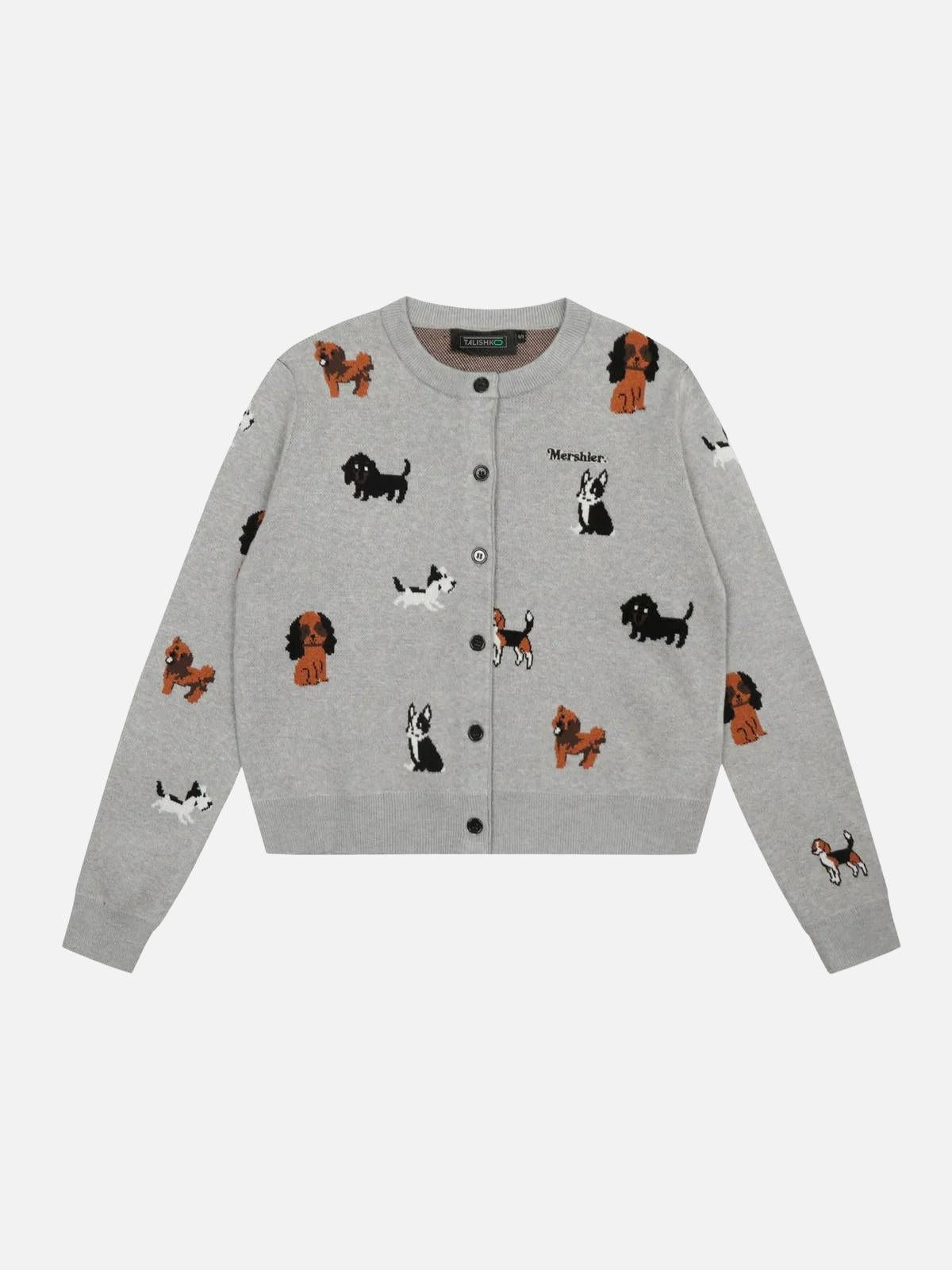 Concert Outfit Vintage Puppy Embroidery Knit Cardigan