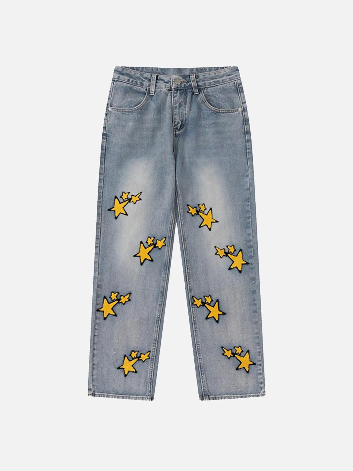 Concert Outfit Vintage Star Embroidered Jeans