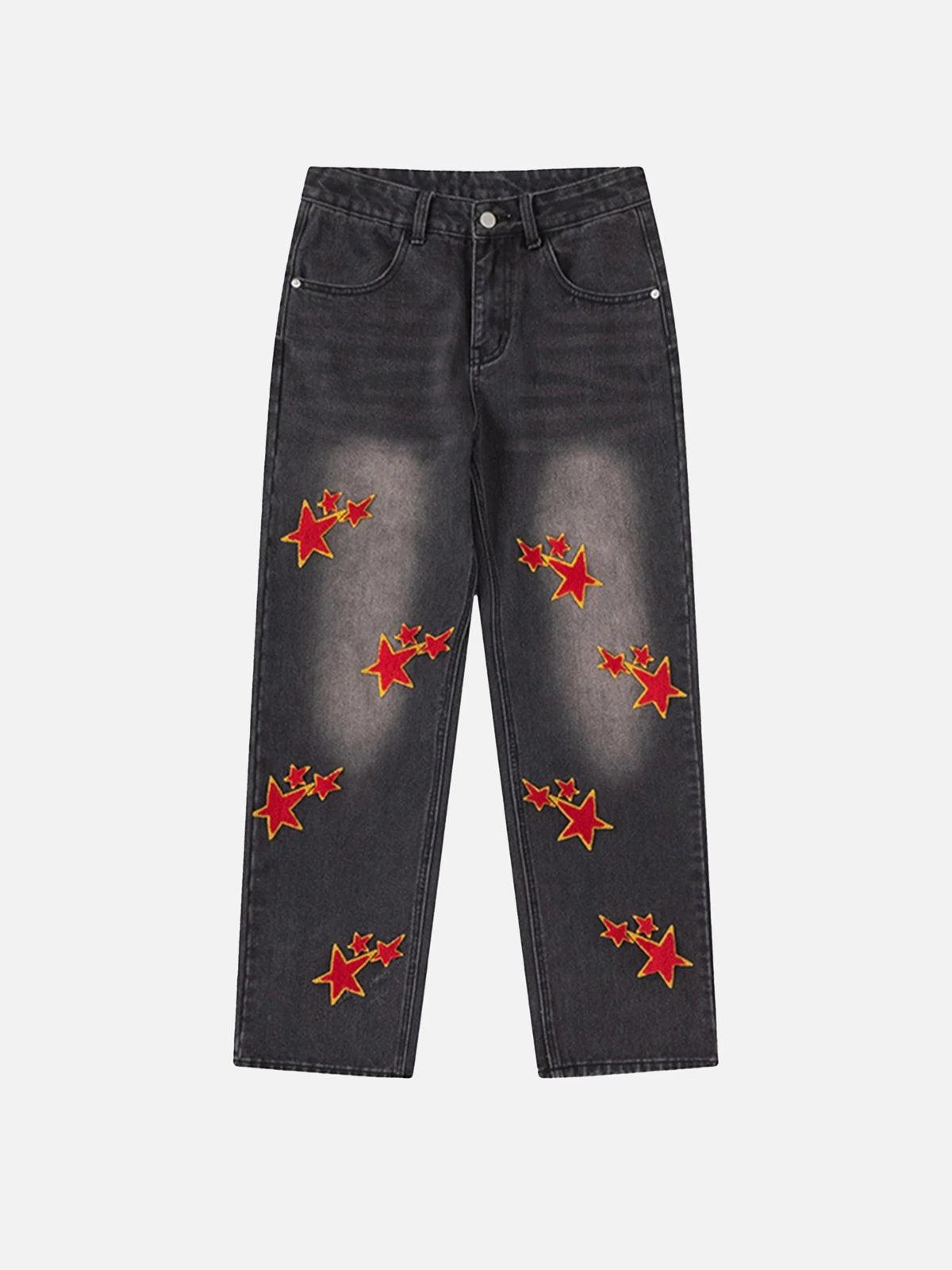 Concert Outfit Vintage Star Embroidered Jeans
