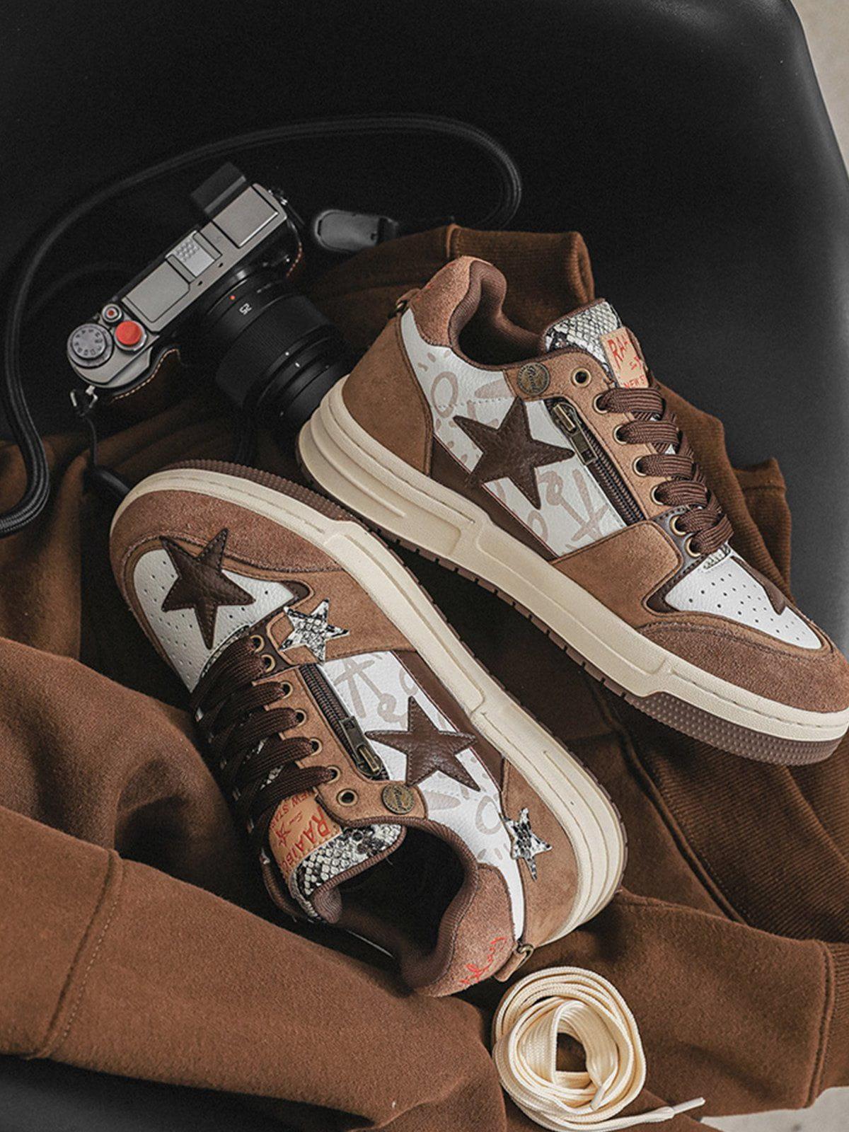 Concert Outfit Vintage Star Patchwork Skate Shoes