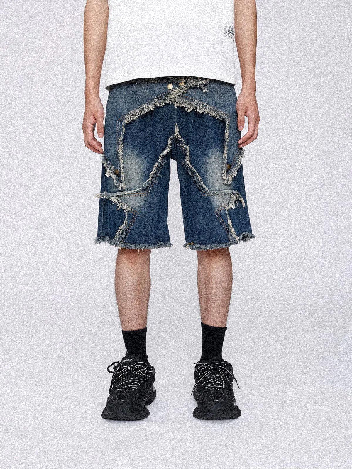 Concert Outfit Vintage Starry Fringe Hem Jorts