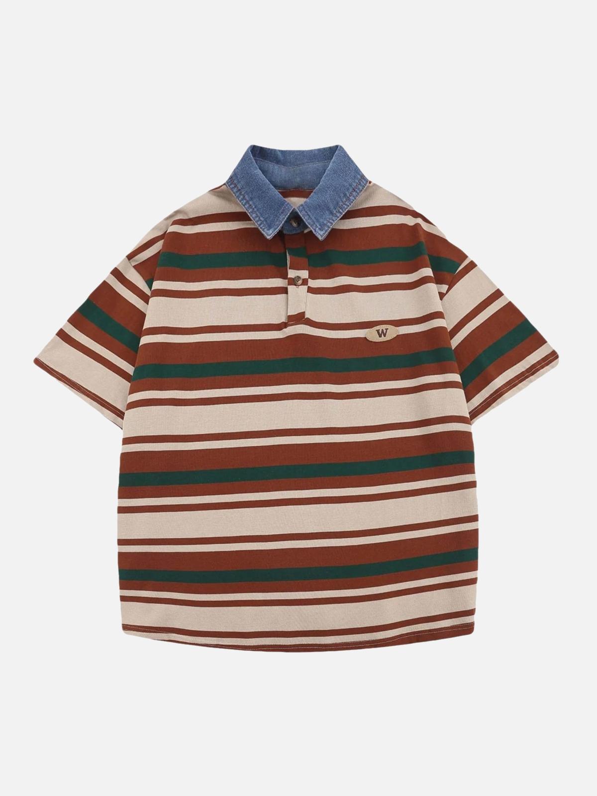 Concert Outfit Vintage Striped Polo Shirt