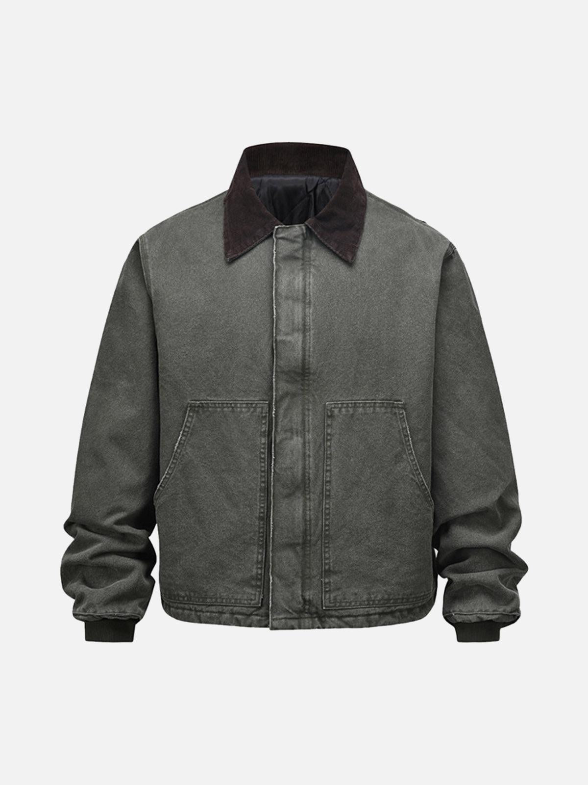 Concert Outfit Vintage Washed Distressed Quilted Work Jacket