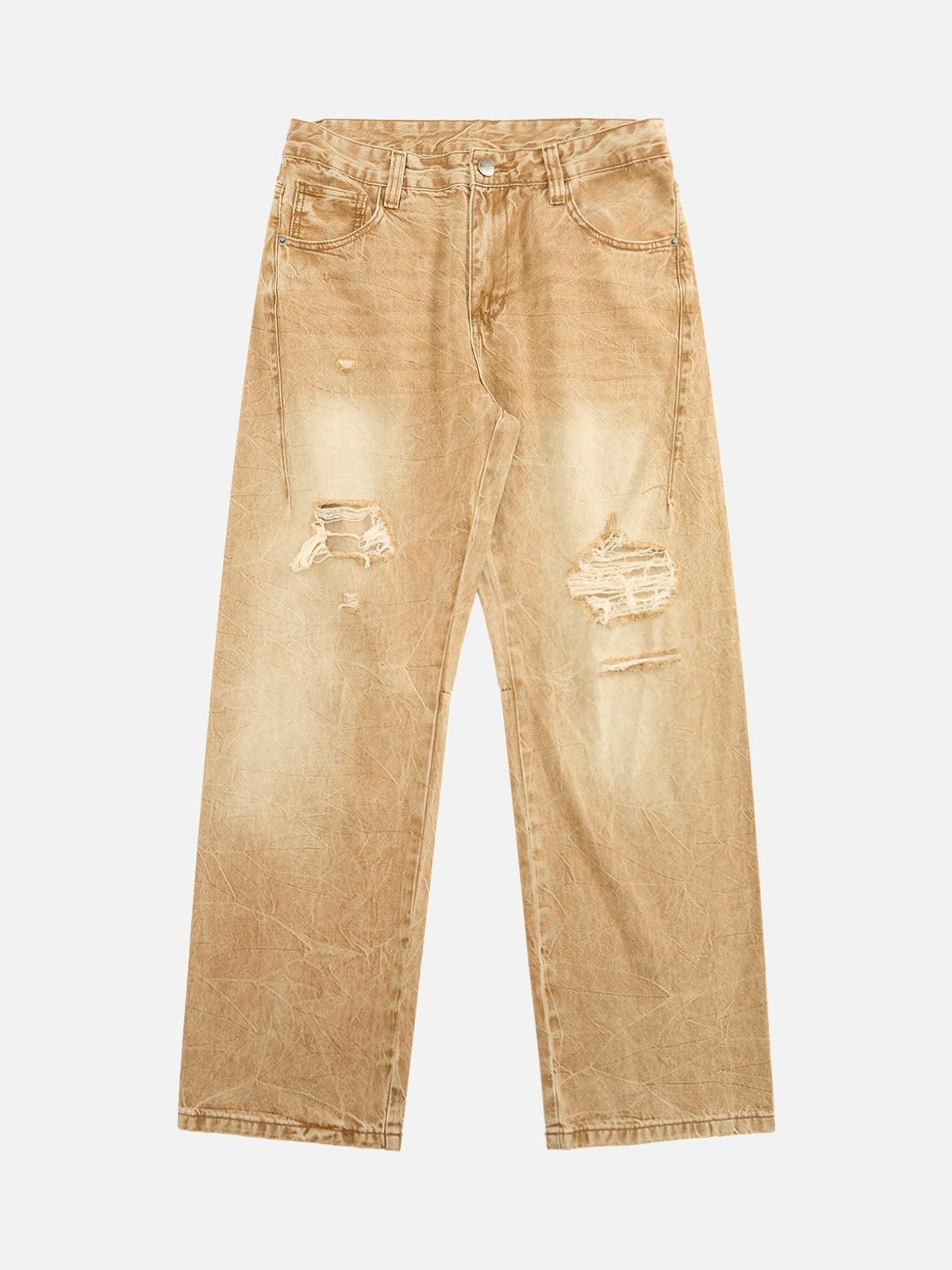 Concert Outfit Vintage Washed Distressed Straight Jeans