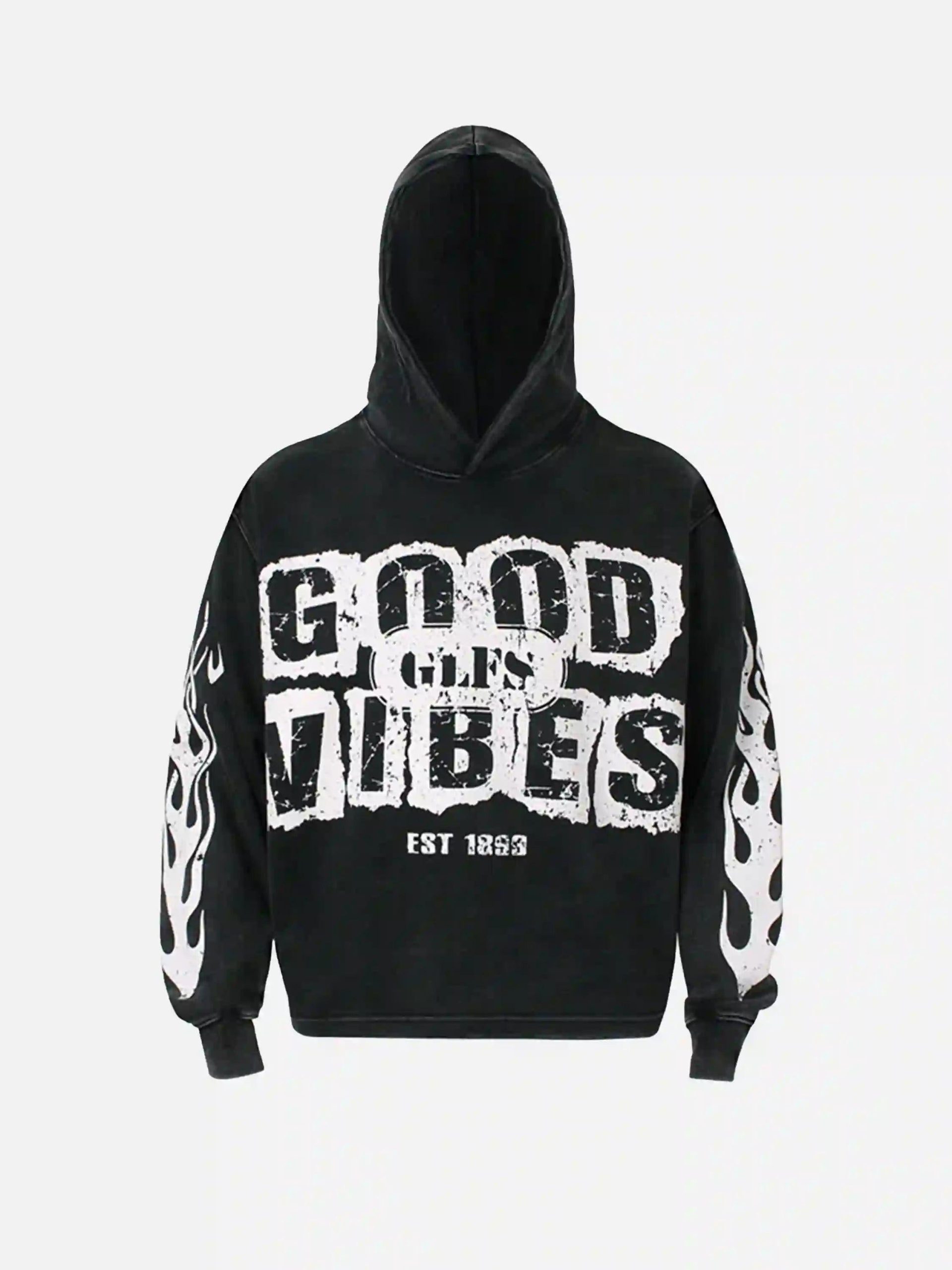 Concert Outfit Vintage Washed Letter Print Hoodie