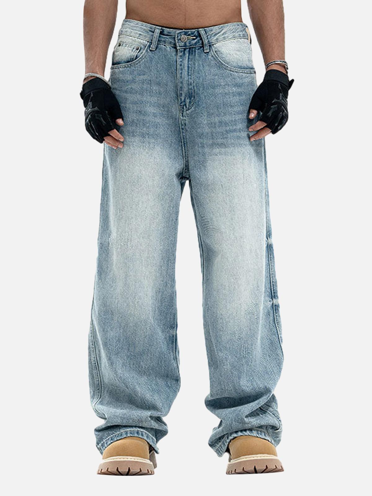 Concert Outfit Vintage Washed Plaid Baggy Jeans