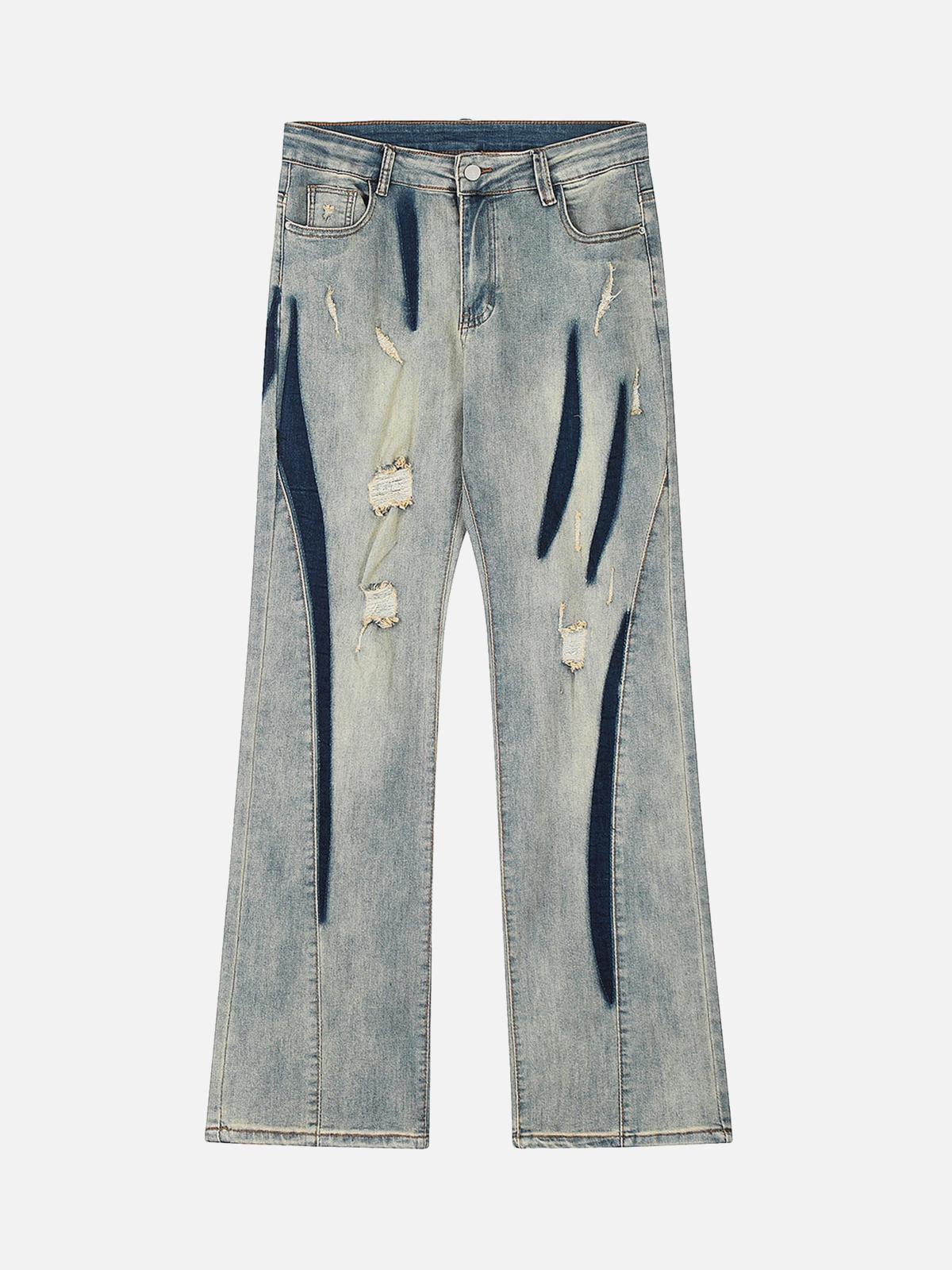 Concert Outfit Vintage Washed Split Structure Hip-Hop Jeans