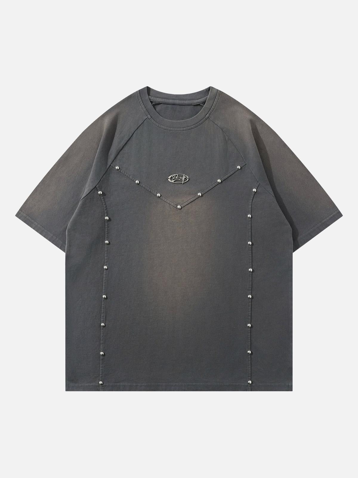 Concert Outfit Vintage Washed Stitching Rivets T-Shirt