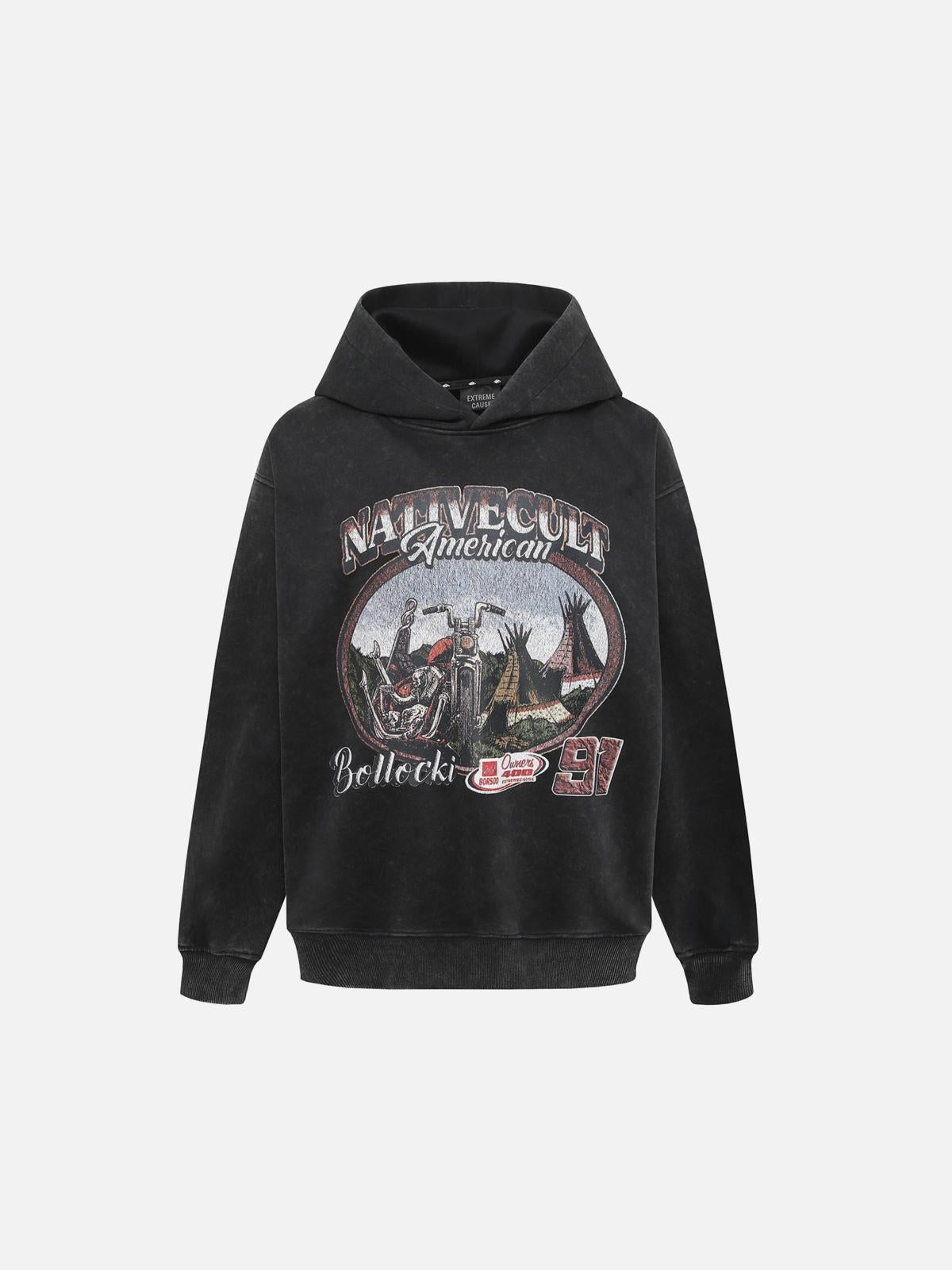 Concert Outfit Vintage Washed Worn Loose Print Hoodie