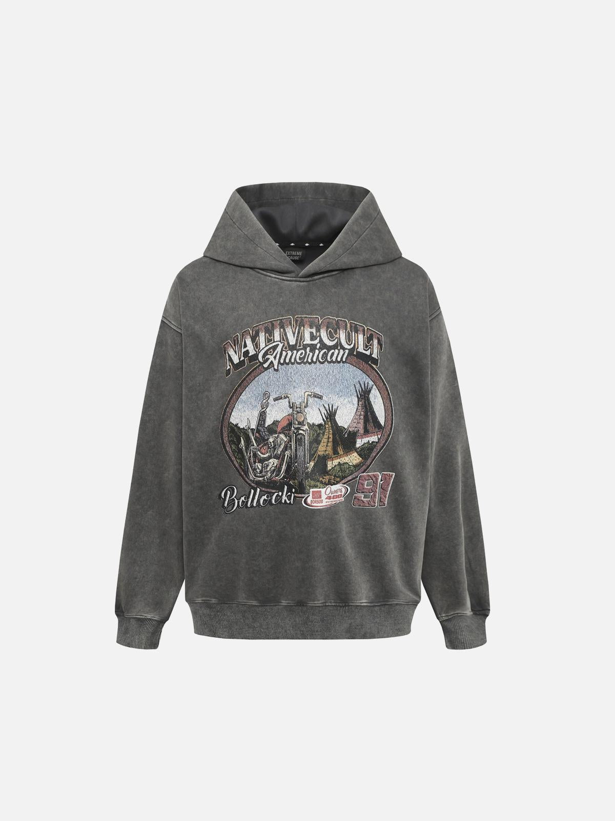 Concert Outfit Vintage Washed Worn Loose Print Hoodie