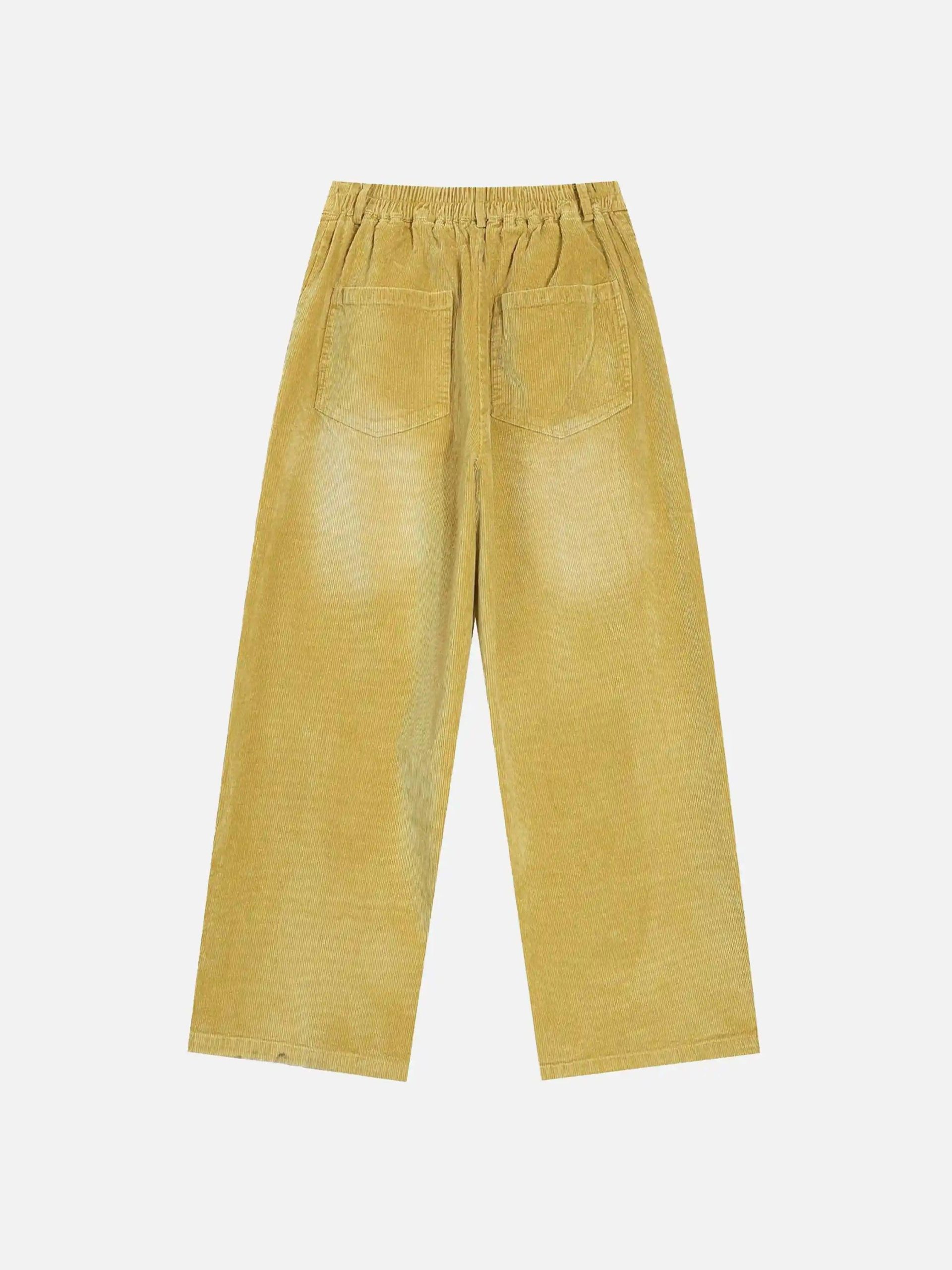 Concert Outfit Vintage Water Ripples Corduroy Straight Leg Pants