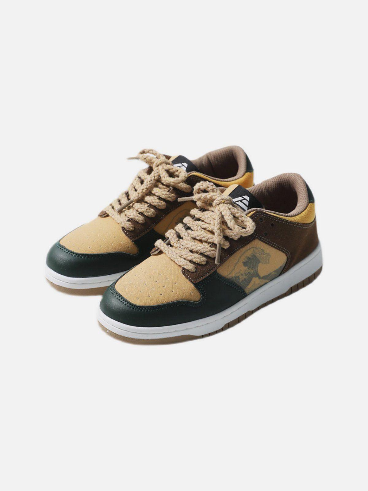 Concert Outfit Vintage Wave Print Skate Shoes