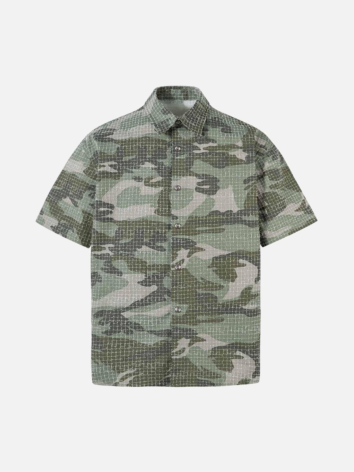 Concert Outfit Washed Brushed Camouflage Short Sleeve Shirt