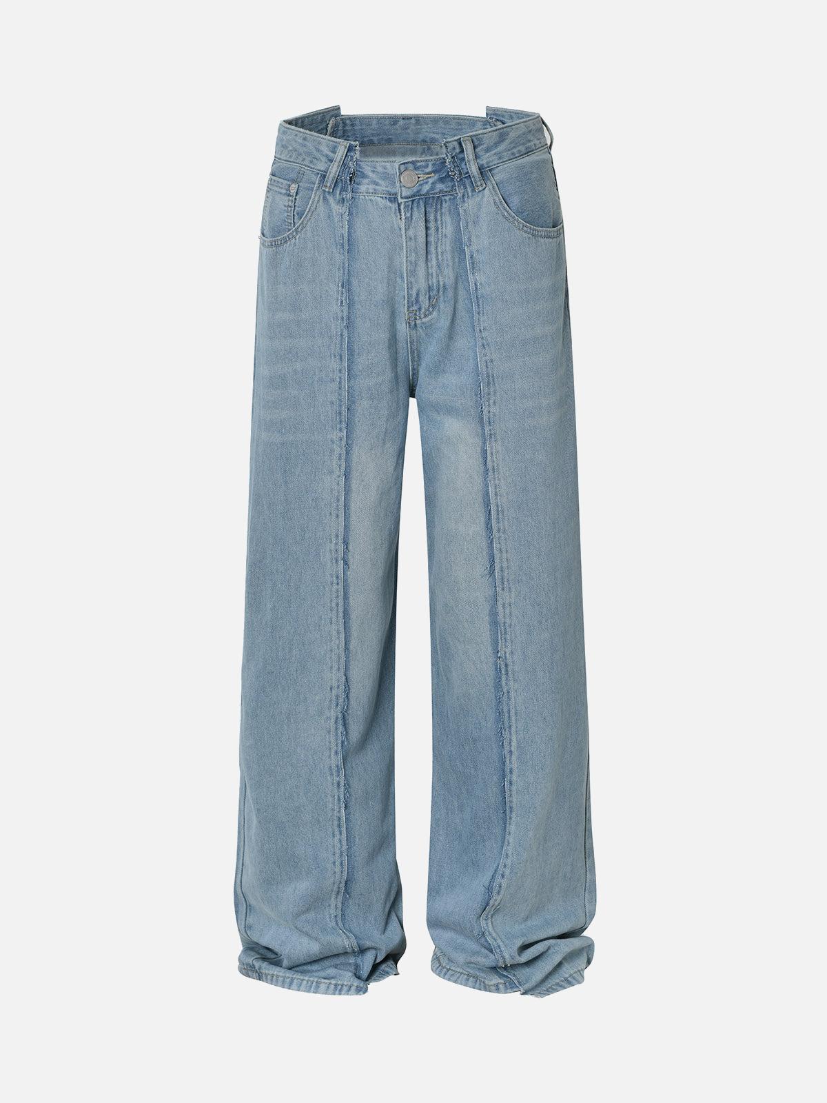 Concert Outfit Washed Deconstructed Irregular Patchwork Straight Jeans