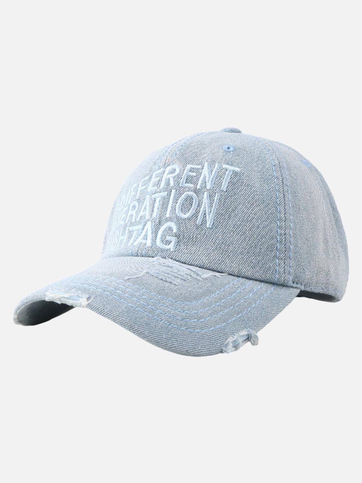 Concert Outfit Washed 'DIFFERENT GENERATION' Denim Baseball Cap