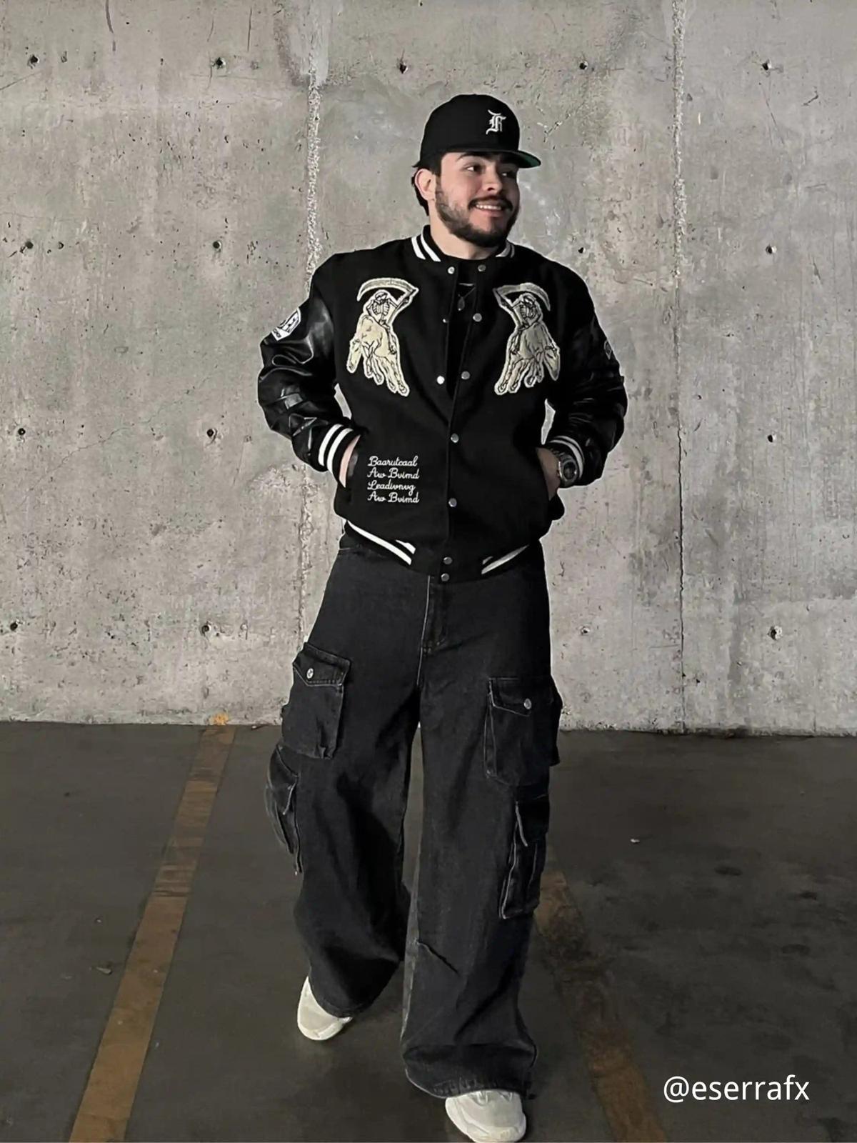 Concert Outfit Washed Distressed Cargo Pocket Jeans