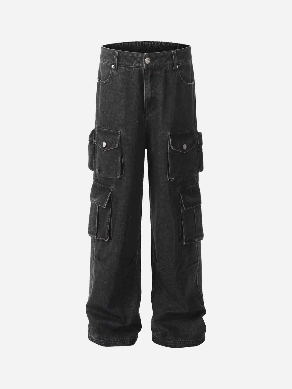 Concert Outfit Washed Distressed Cargo Pocket Jeans