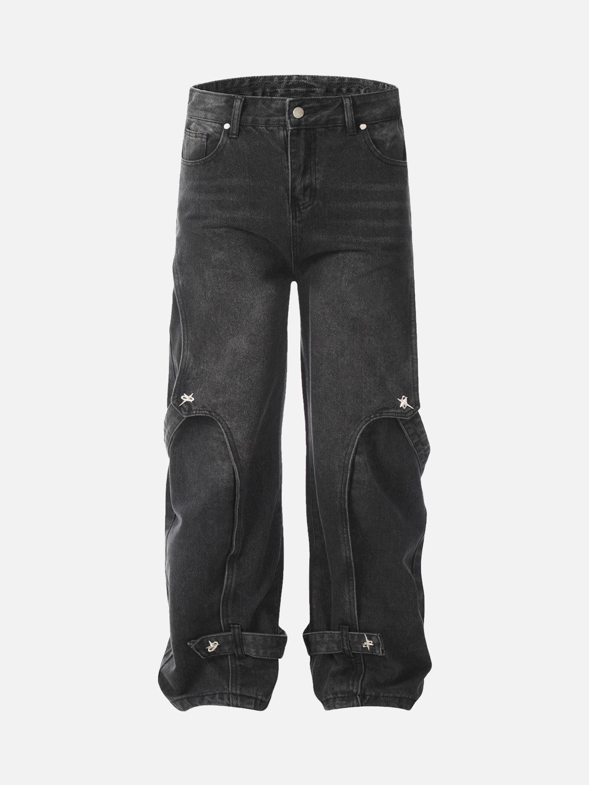 Concert Outfit Washed Distressed Deconstructed Split Work Jeans