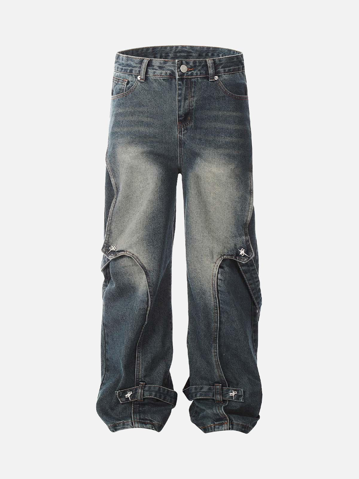 Concert Outfit Washed Distressed Deconstructed Split Work Jeans