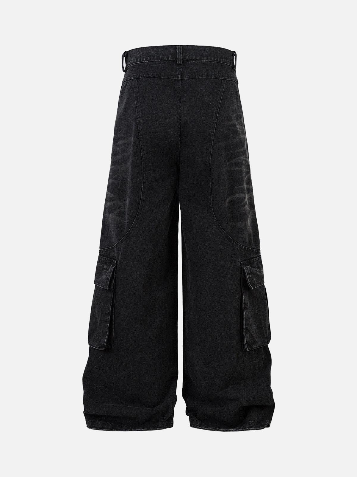 Concert Outfit Washed Distressed Multi-Pocket Cargo Jeans