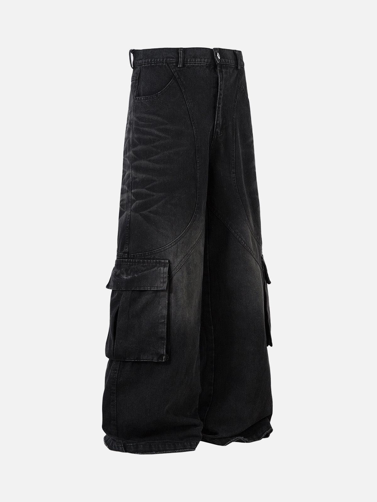 Concert Outfit Washed Distressed Multi-Pocket Cargo Jeans