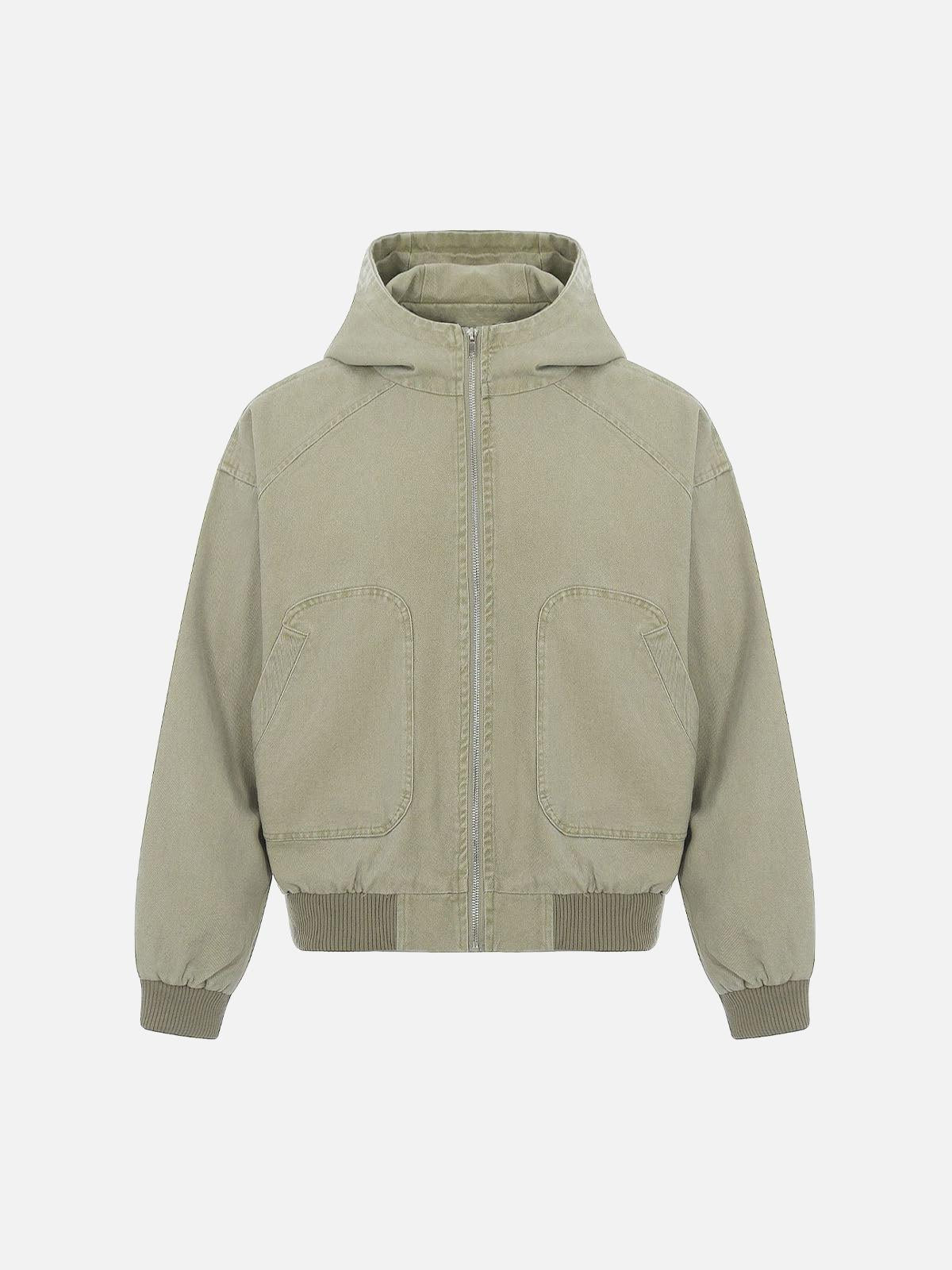 Concert Outfit Washed Distressed Patchwork Work Hooded Jacket