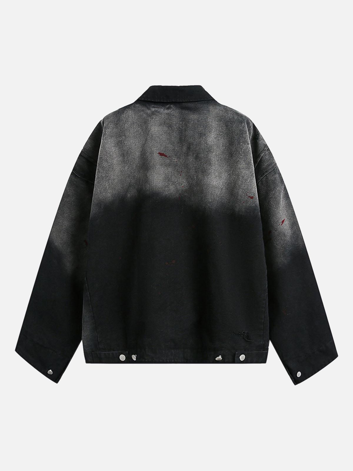 Concert Outfit Washed Ink Gradient Ripped Denim Jacket