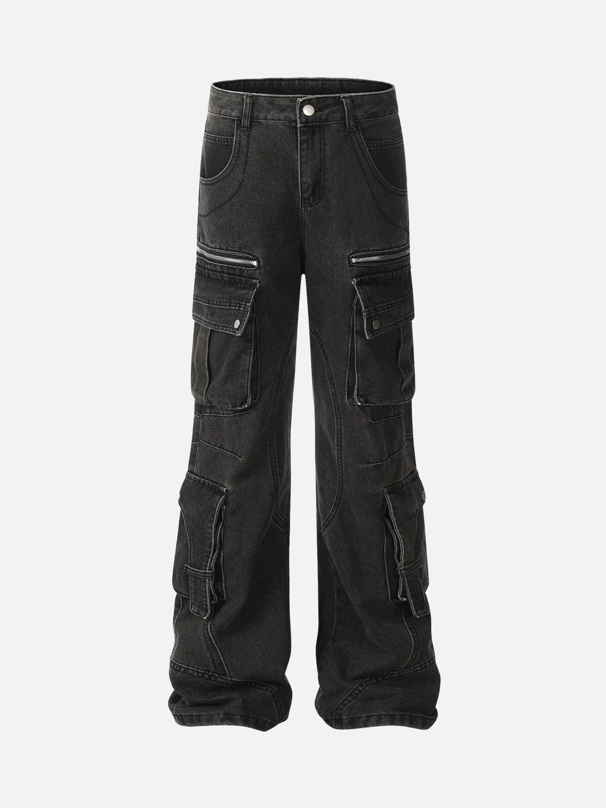 Concert Outfit Washed Multi-Pocket Bootcut Jeans