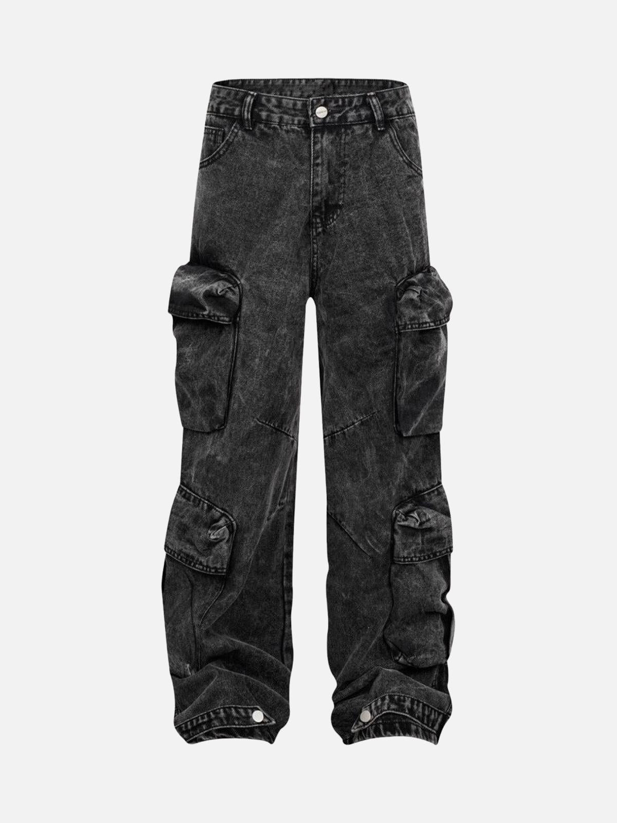 Concert Outfit Washed Multi-Pocket Cargo Jeans
